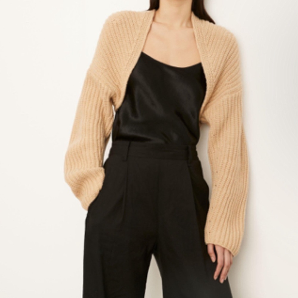 VINCE Women’s brown cropped sleeve sweater cardigan